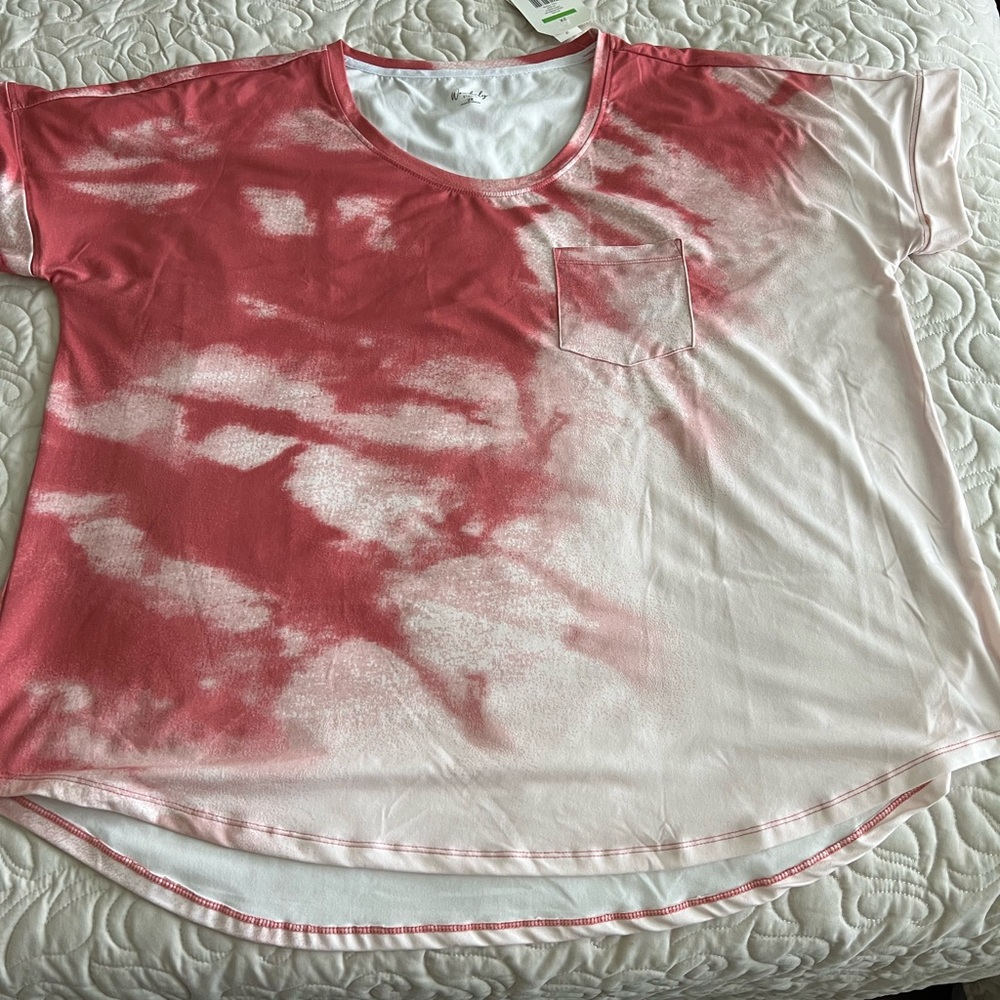 Wonderly plus size 2x Tie-Dye Tunic Copper Rust Red and White colors